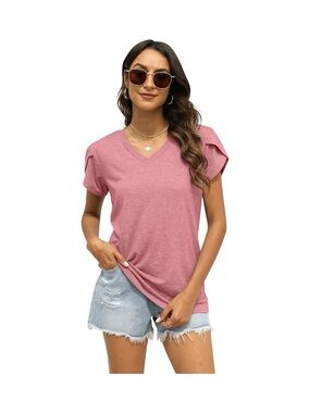 Pink V-neck Tulip Sleeve Top - Size L